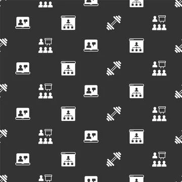 Set Dumbbell, Training, presentation, Online education and on seamless pattern Stock Illustration
