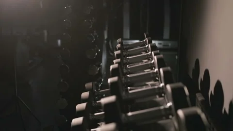 Set of dumbbells of different sizen 스톡 동영상 93373985