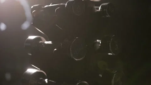 Set of dumbbells of different sizen Stock Footage 93375471