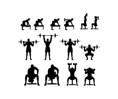 Set of dumbbells exercises Stock Illustration