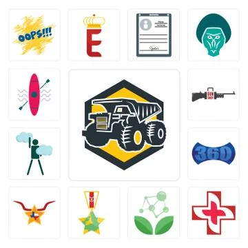 Set of dump truck, image  cross, antioxidant, veteran, texas star, 360 image, 무료 스톡 일러스트