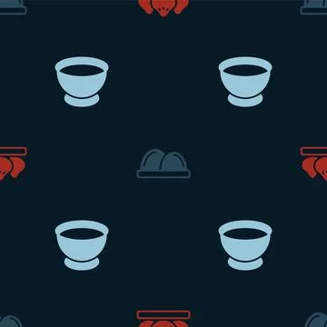 Set Dumpling, Sushi and Soy sauce bowl on seamless pattern. Vector イラスト素材