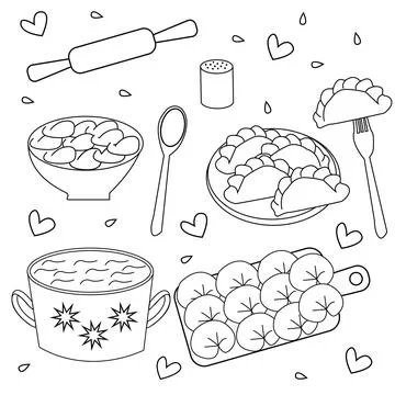 Set of dumplings Stock Illustration