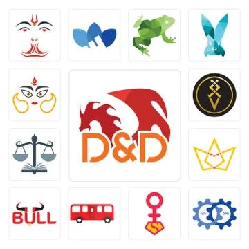 Set of dungeons and dragons, devops, superwoman, bus, bull, crown, naacp, lux Grats Stockgrafik