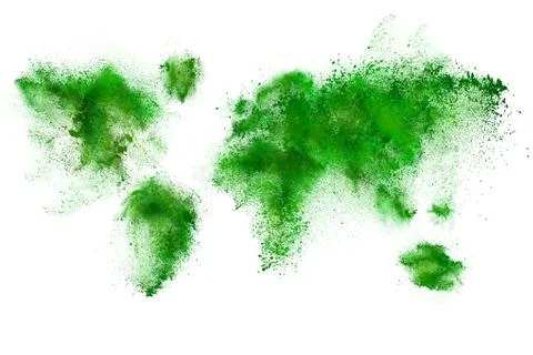 Set of dust powder clouds shaped like earth map 库存插图