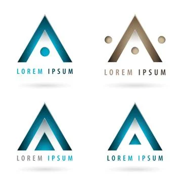 Set of dynamic logos with arrow or triangle shape Stock Illustration