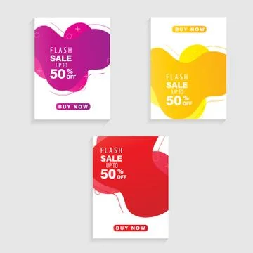 Set Dynamic modern fluid mobile for flash sale banners. Sale banner template  Stock Illustration