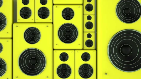Set of dynamics. 3d animation of a loudspeakers. Stock Footage 113353520