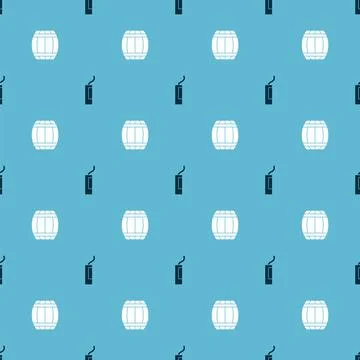 Set Dynamite bomb and Gun powder barrel on seamless pattern. Vector 库存插图