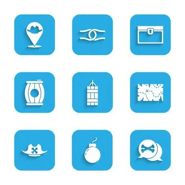 Set Dynamite bomb, Bomb ready to explode, Location pirate, Pirate treasure map Stock Illustration