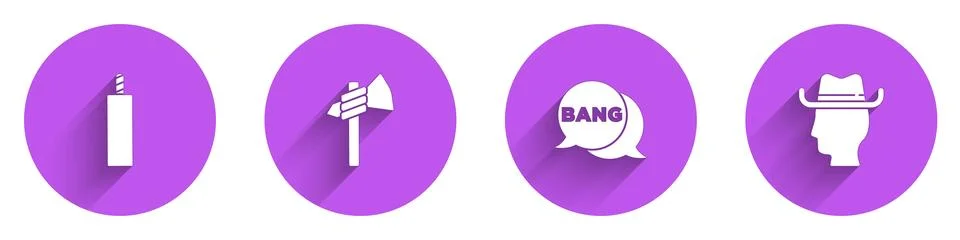 Set Dynamite bomb, Tomahawk axe, Bang boom, gun Comic and Cowboy icon with lo イラスト素材