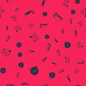Set Dynamite, Gold bars and Miner helmet on seamless pattern. Vector Stock Illustration