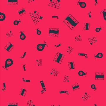 Set Dynamite, Gold bars, Gem stone and mine on seamless pattern. Vector Illustrazione stock