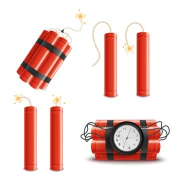 Set of dynamite sticks isolated on white background 스톡 일러스트