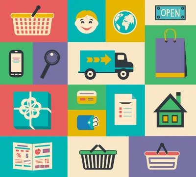 Set of e-commerce interface elements Stock Illustration