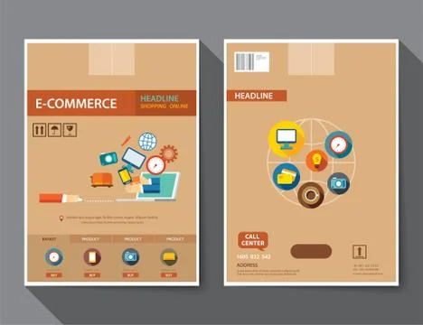 Set of e-commerce magazine cover , flyer, brochure flat design templates Stock Illustration