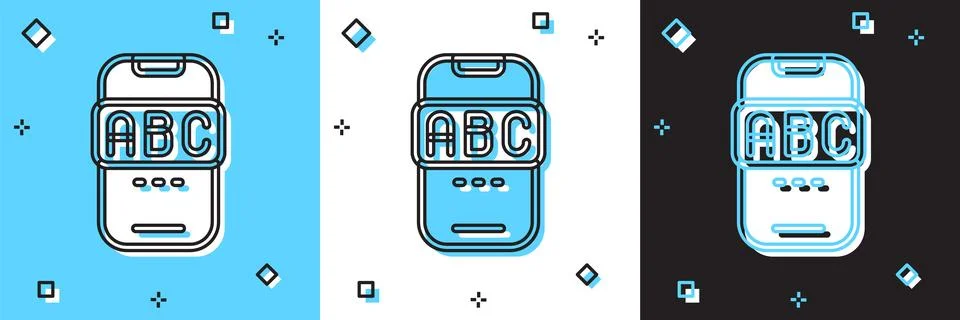 Set E-learning of different foreign languages through the mobile application Stock Illustration
