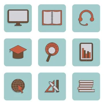 Set of e-learning icons Stock Illustration