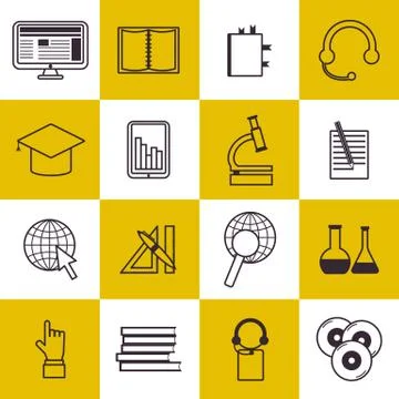 Set of e-learning icons Stock Illustration