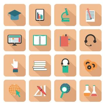 Set of e-learning icons Stock Illustration