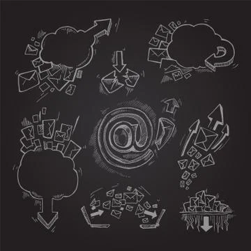 Set with e-mail letters Illustrazione stock