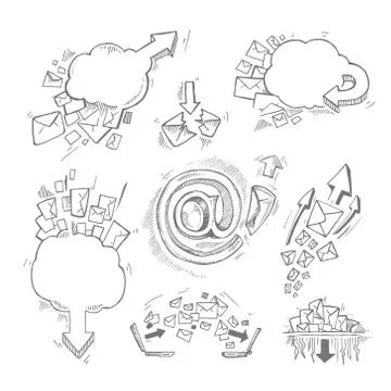 Set with e-mail letters Stock Illustration