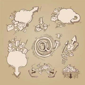 Set with e-mail letters Illustrazione stock
