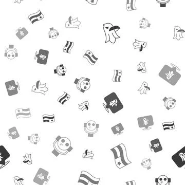 Set Eagle, American flag, and Tourist binoculars on seamless pattern. Vector 스톡 일러스트