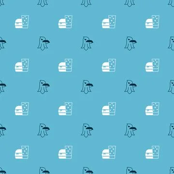 Set Eagle and Burger on seamless pattern. Vector イラスト素材