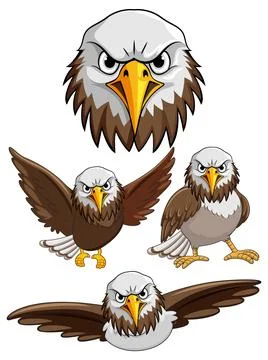 Set of eagle cartoon character Illustrazione stock