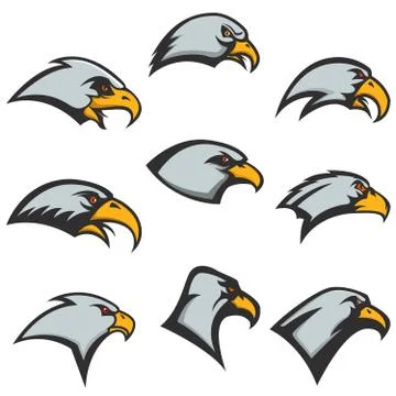Set of eagle heads icons isolated on white background. Design el イラスト素材