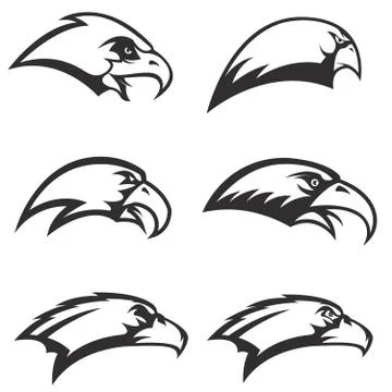 Set of eagle heads icons isolated on white background. Design el Stock Illustration