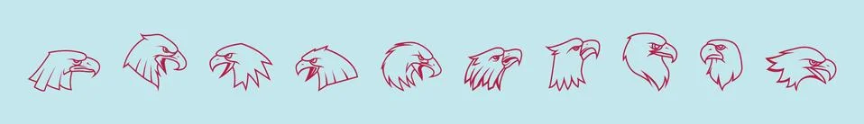 Set of eagle logo cartoon icon design template with various models. Stock Illustration