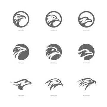 Set of Eagle logo design template vector. Head Eagle concept icon Stock Illustration