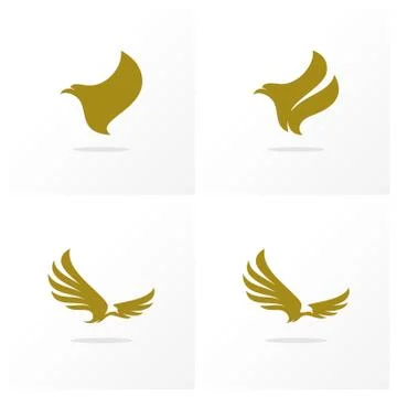 Set of Eagle logo design vector. Simple Eagle logo template. Icon Symbol Stock Illustration