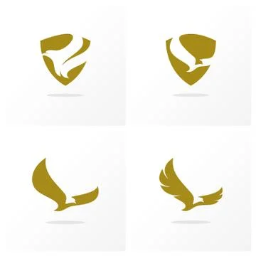 Set of Eagle logo design vector. Simple Eagle logo template. Icon Symbol Stock Illustration