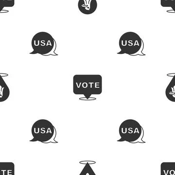Set Eagle, Vote and USA Independence day on seamless pattern. Vector Stock Illustration