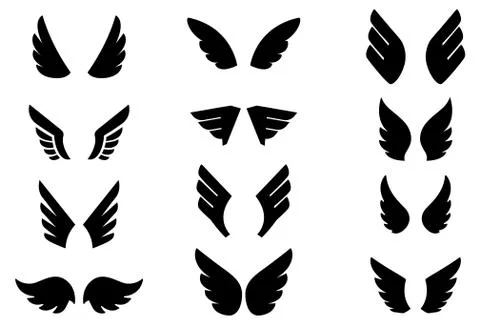 Set of eagle wing icons. Design elements for logo, label, sign, badge. Vector 스톡 일러스트