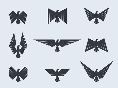Set eagles and hawks. Eagle logo vector template. Stock Illustration