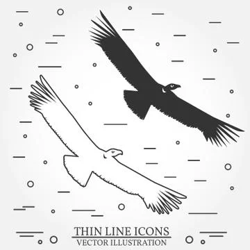 Set of eagles silhouette icons Illustrazione stock
