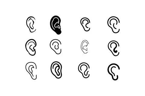 Set of Ear Icons in Different Styles. Vector illustration design. Stock Illustration