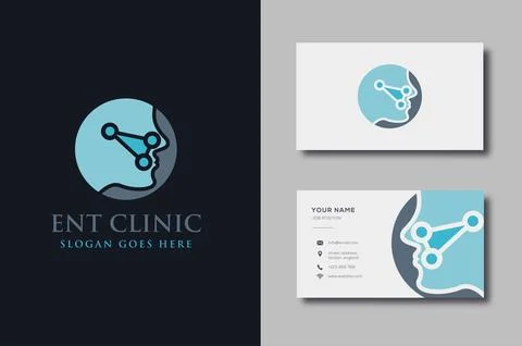 Set of Ear Nose Throat ENT clinic logo icon vector, human face logo Stock Illustration