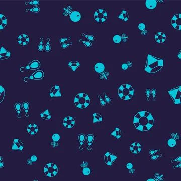 Set Earrings, Diamond, Stud earrings and on seamless pattern. Vector Stock Illustration