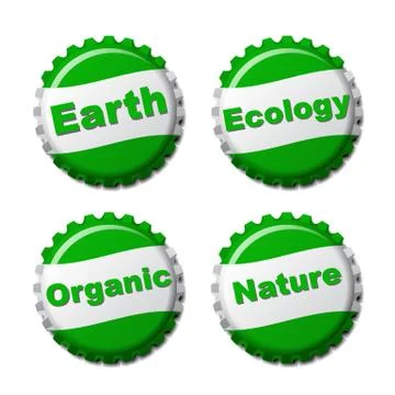 Set of earth bottle caps isolated on white background Stock Illustration