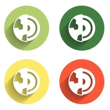 Set Earth core structure crust icon isolated with long shadow background. C.. Stock-Illustration