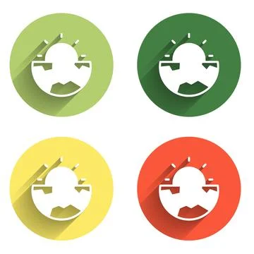 Set Earth core structure crust icon isolated with long shadow background. C.. Stock Illustration