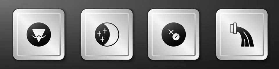 Set Earth element, Eclipse of the sun, Venus symbol and Aquarius zodiac ico.. 스톡 일러스트