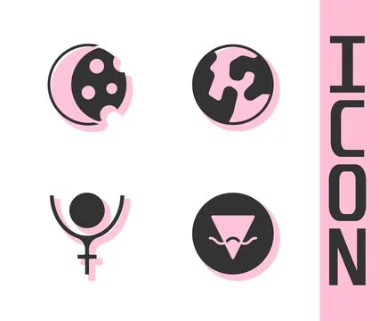 Set Earth element, Eclipse of the sun, Symbol Pluto and globe icon. Vector イラスト素材