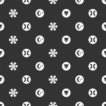Set Earth element, Pisces zodiac, Sun and Moon and stars on seamless patter.. Stockillustratie