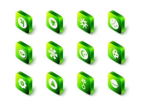 Set Earth element, Sun, Full moon, Eclipse of the sun, Planet Saturn, Moon and Ilustração Stock